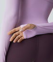 Solid Thumb Hole Yoga Sports Top - Plum Pink Purple