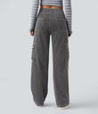 Halara Flex™ Mid Rise Pockets Straight Leg Casual Cargo Jeans - Cool Gray Denim