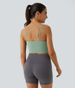 Basic Padded Workout Cropped Low Support Tank Top A-D Cups - Frosty Green