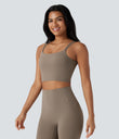 Halara UltraSculpt™ Double Straps Twisted Backless Cropped Yoga Tank Top - Dawn Brown