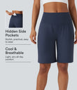 SoftlyZero™ Airy High Waisted Pockets Cool Touch Yoga Bermuda Shorts - Mood Indigo