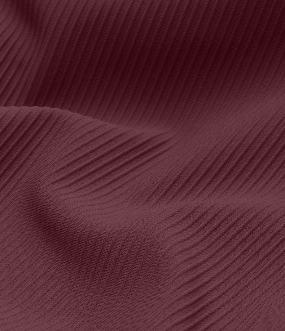 Ribbed Halter Strap Thumb Hole Cropped Yoga Sports Top - Maroon Banner