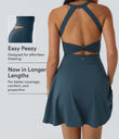 SoftlyZero™ Airy Backless Twisted Flare Low Support Dance Active Dress-Longer Length-Easy Peezy Edition A-D Cups - Majolica Blue