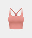 Crisscross Backless Built-in Bra Cropped Running Tank Top A-D Cups - Blooming Dahlia