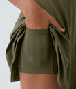 Flare Mini Dance Active Dress-Longer Length - Withered Green