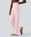 DayStretch High Waisted Tummy Control Wide Leg Baggy Yoga Pants with Pockets - Primrose Pink