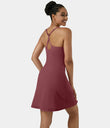 SoftlyZero™ Airy Cut Out 2-in-1 Pocket Cool Touch Longer Active Dress-UPF50+ - Cordovan