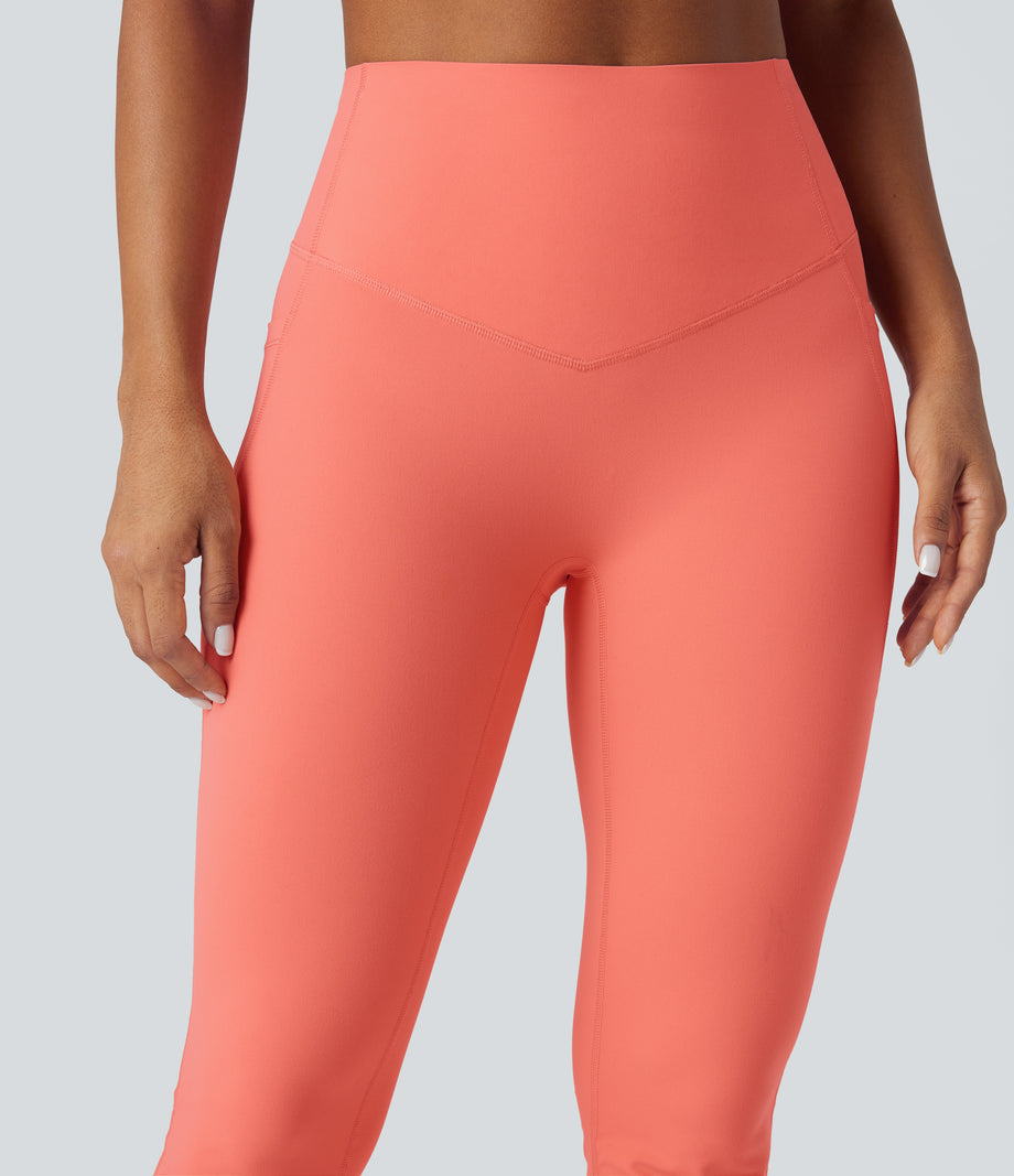 Halara UltraSculpt™ High Waisted Tummy Control Pocket Shaping Yoga Bootcut Leggings - Fusion Coral