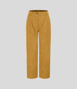 Mid Rise Zipper Pocket Corduroy Casual Pants - Amber Gold