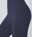 OneForm Seamless Flow High Waisted Ruched 7/8 Yoga Leggings - Peacoat