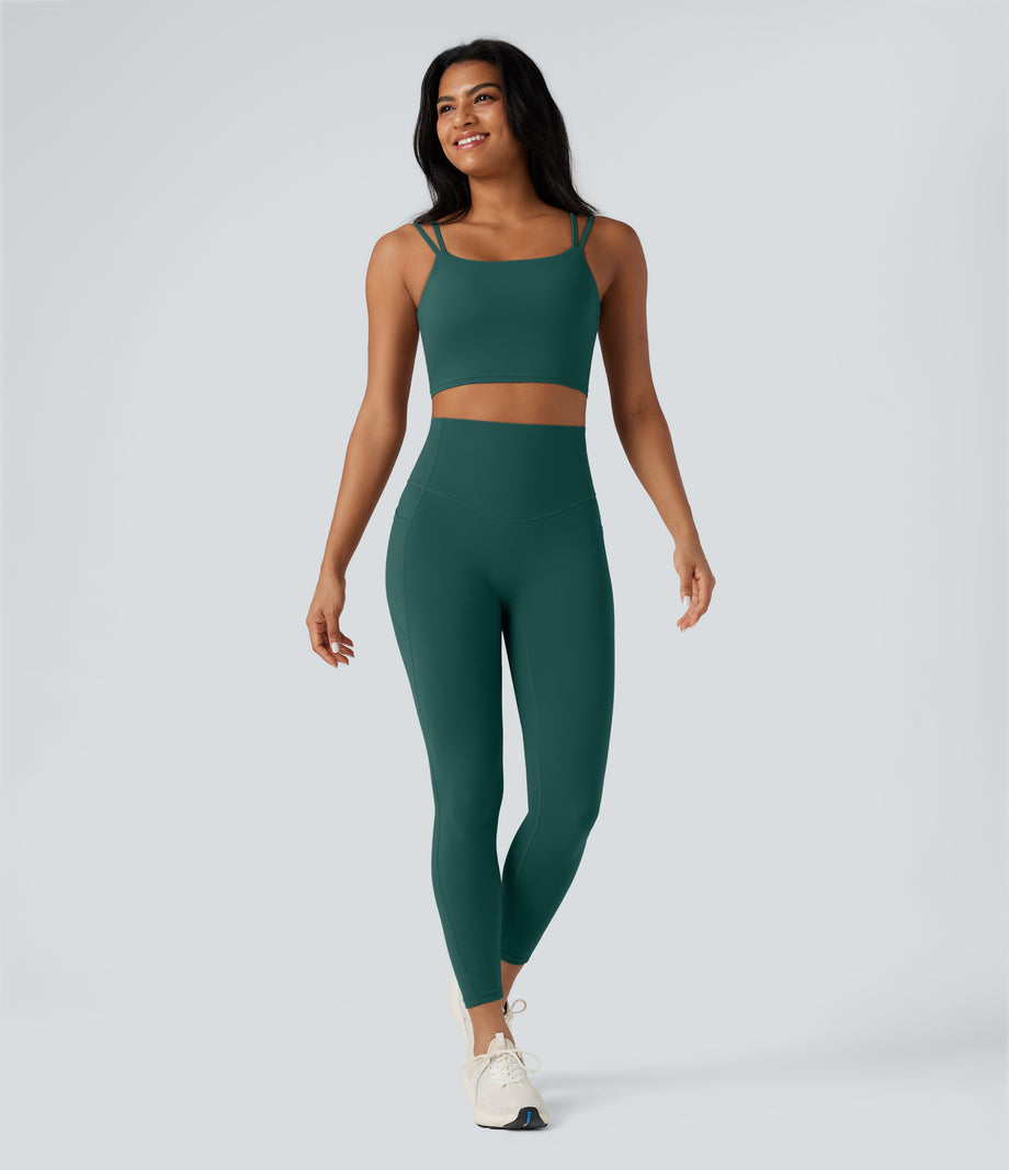 Halara UltraSculpt™ Double Straps Twisted Backless Cropped Yoga Tank Top - June Bug