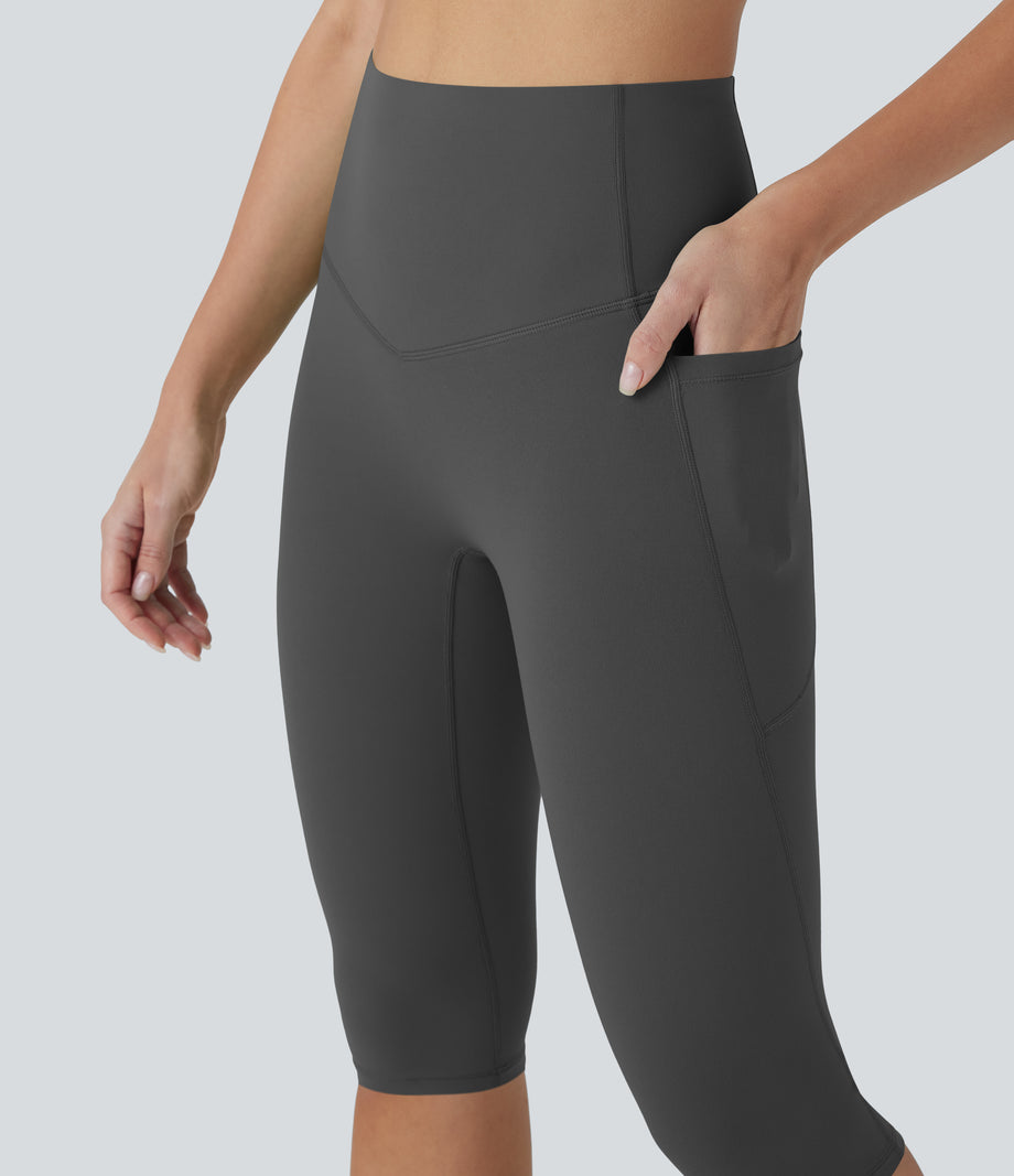 Halara UltraSculpt™ High Waisted Tummy Control Pedal Pusher Yoga Leggings with Pockets - Volcanic Ash