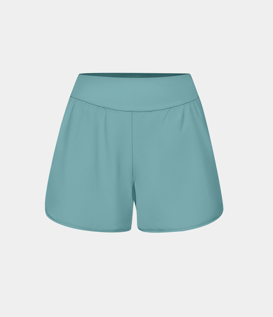 Breezeful™ High Waisted Pocket Quick Dry Casual Shorts 4" - Stone Blue