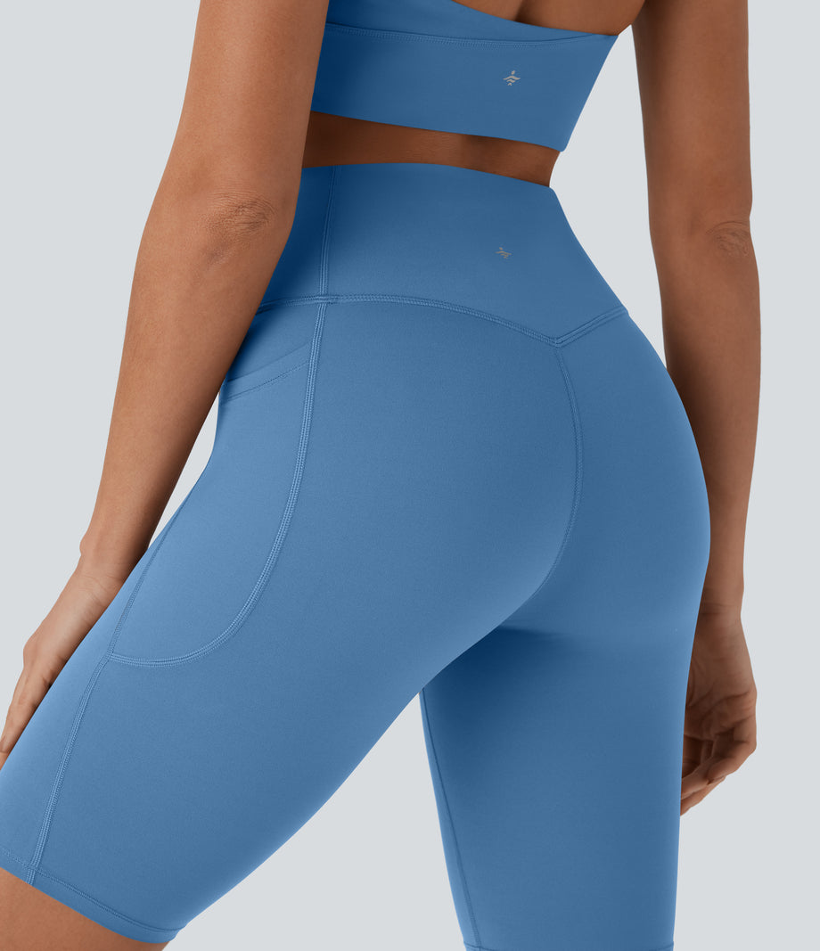 Halara UltraSculpt™ High Waisted Tummy Control Pocket Shaping Training Biker Shorts 9'' - Pacific Coast