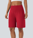 SoftlyZero™ Airy High Waisted Pockets Cool Touch Yoga Bermuda Shorts - Salsa