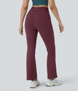 DayStretch High Waisted Crossover Flare Yoga Leggings - Red Mahogany