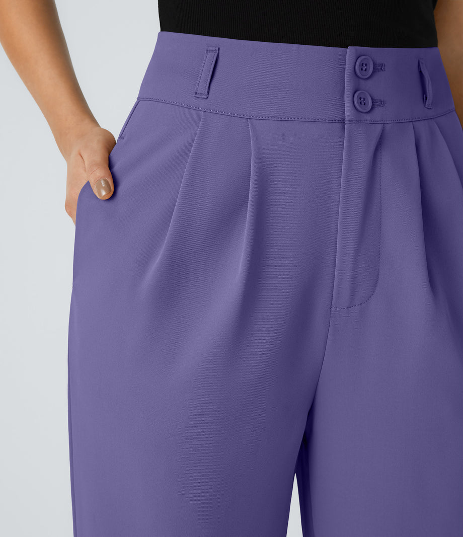 Halara Flex™ High Waisted Zipper Pocket Shirred Straight Leg Work Pants - Veronica