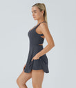 Backless Twisted Active Dress - Fog Grey Blue