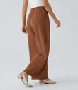 High Waisted Pocket Wide Leg Flowy Solid Palazzo Casual Linen-Feel Pants - Sierra