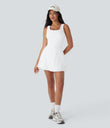 SoftlyZero™ Airy U Neck 2-in-1 Pocket Mini Cool Touch Dance Active Dress-Easy Peezy - White