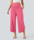Breezeful™ High Waisted Tummy Control Split Hem Quick Dry Resort Pants with Pockets - Pink Lemonade