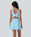 SoftlyZero™ Airy U Neck 2-in-1 Pocket Mini Cool Touch Dance Active Dress-Easy Peezy - Spun Sugar
