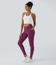 SoftlyZero™ Crossover Pocket Plain Leggings-UPF50+ - Ume Purple