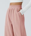 High Waisted Pocket Straight Leg Baggy Mop Corduroy Casual Pants - Rosette
