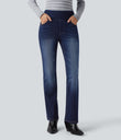 Halara Flex™ High Waisted Pockets Washed Casual Bootcut Jeans - Inkling  Blue Denim