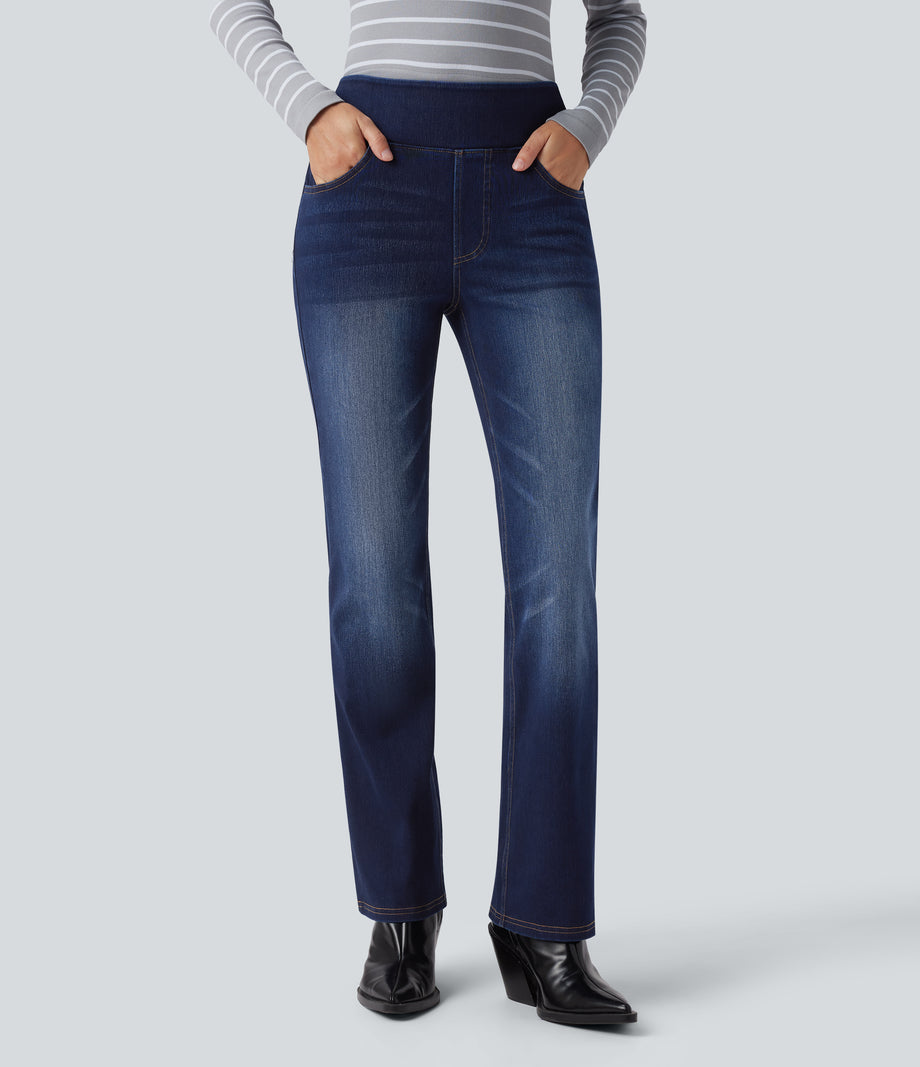 Halara Flex™ High Waisted Pockets Washed Casual Bootcut Jeans - Inkling  Blue Denim