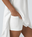 Breezeful™ High Low 2-Piece Pocket Flowy Midi Quick Dry Casual Dress - White