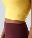 SoftlyZero™ Plush Cut Out Cropped Yoga Tank Top - Crisp Yellow