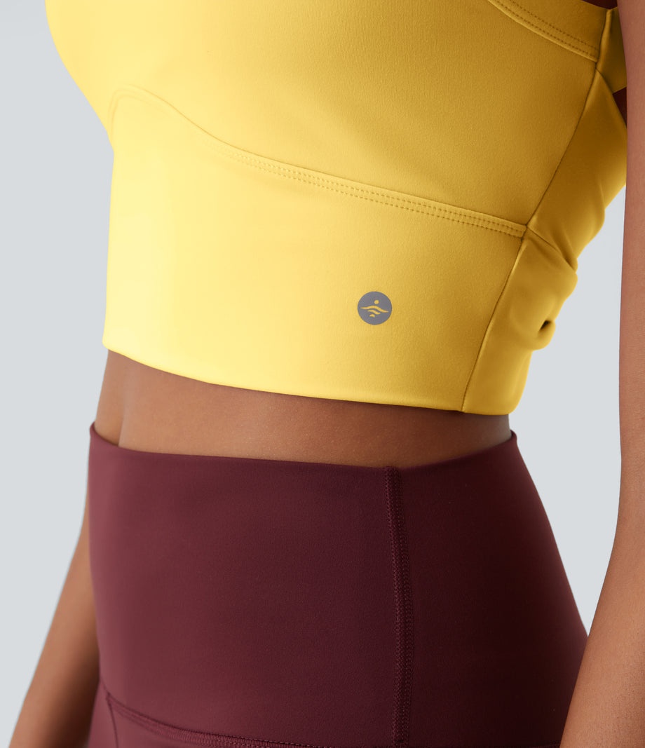 SoftlyZero™ Plush Cut Out Cropped Yoga Tank Top - Crisp Yellow