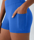 SoftlyZero™ Airy High Waisted Pocket Plain Cool Touch Yoga Shorts 3.5"-UPF50+ - Elegant Blue