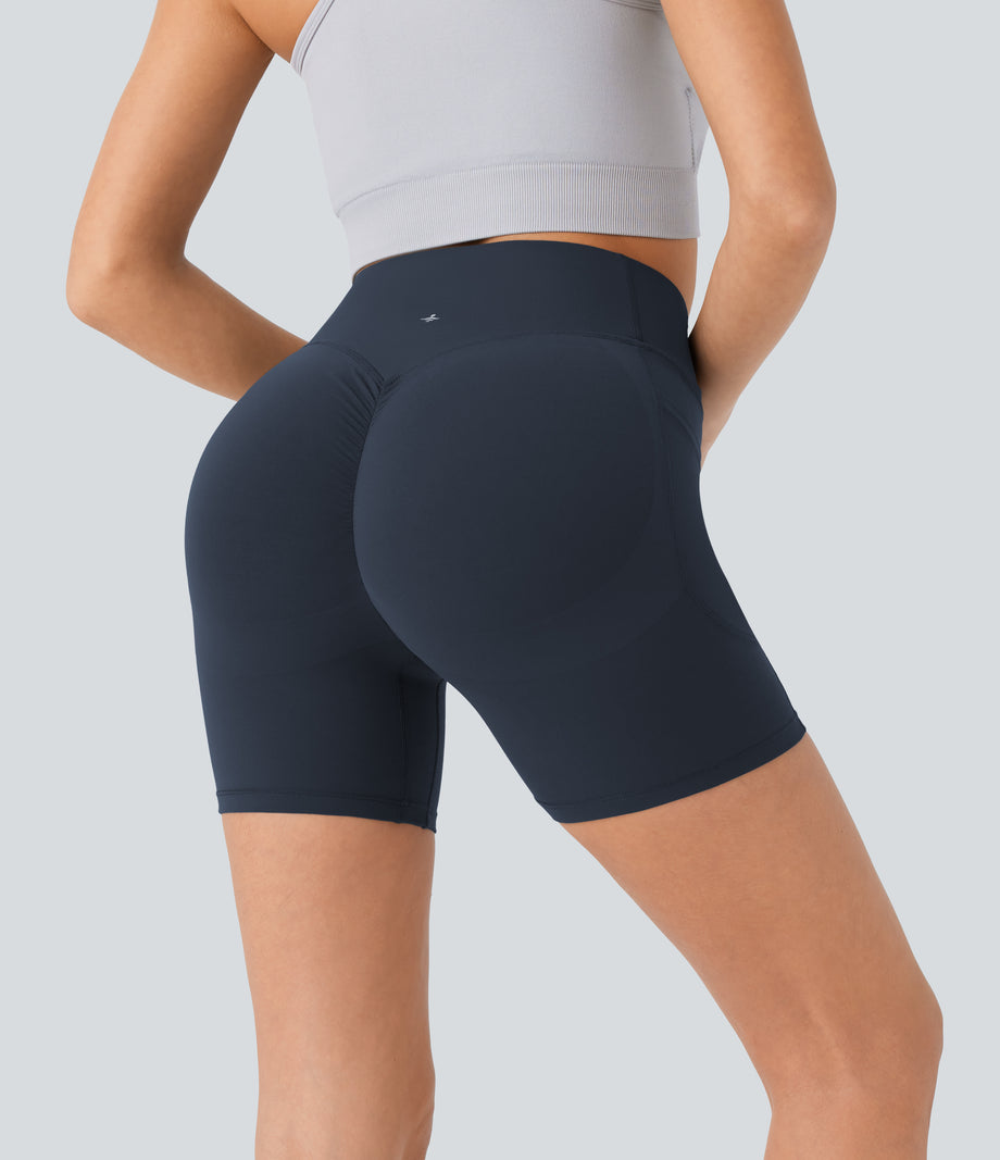 Halara UltraSculpt™ High Waisted Scrunch Butt Lifting Tummy Control Pocket Shaping Workout Biker Shorts 5'' - Carbon