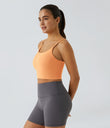Basic Padded Workout Cropped Low Support Tank Top A-D Cups - Sunflower