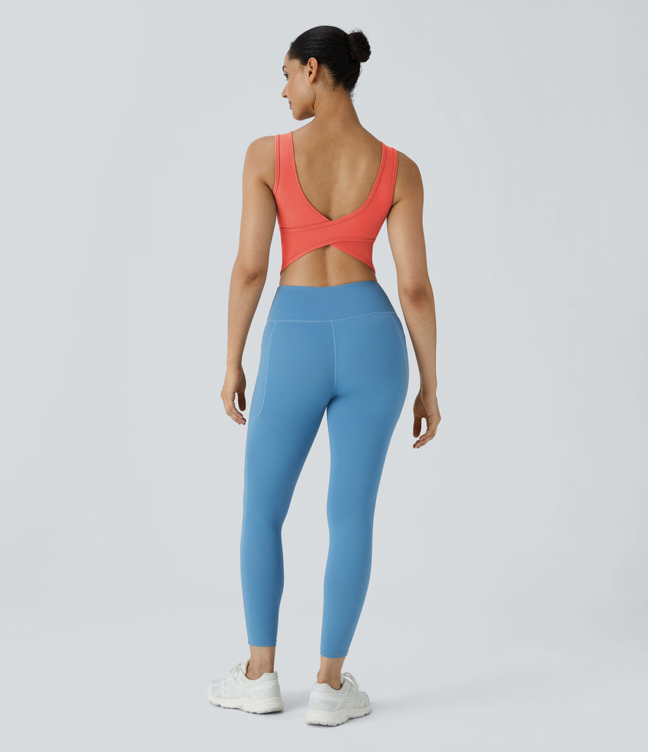 U Neck Crossover Barre Ballet Dance Tank Top A-D Cups - Fusion Coral