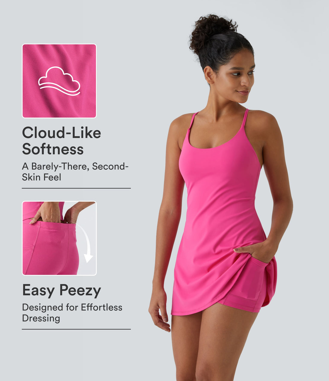 SoftlyZero™ Plush Backless Active Dress-Easy Peezy Edition - Fuchsia Purple