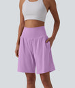 SoftlyZero™ Airy Super High Waisted 2-in-1 Cool Touch Yoga Shorts 9" with Pockets - Orchid Bouquet
