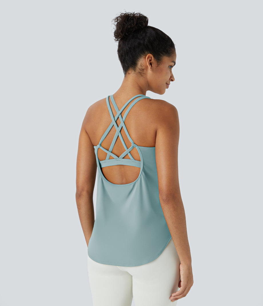 Halara UltraSculpt™ Round Neck Curved Hem Workout Tank Top - Ether