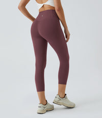 Halara UltraSculpt™ High Waisted Tummy Control Pocket Shaping Training Capri Leggings - Evening Red