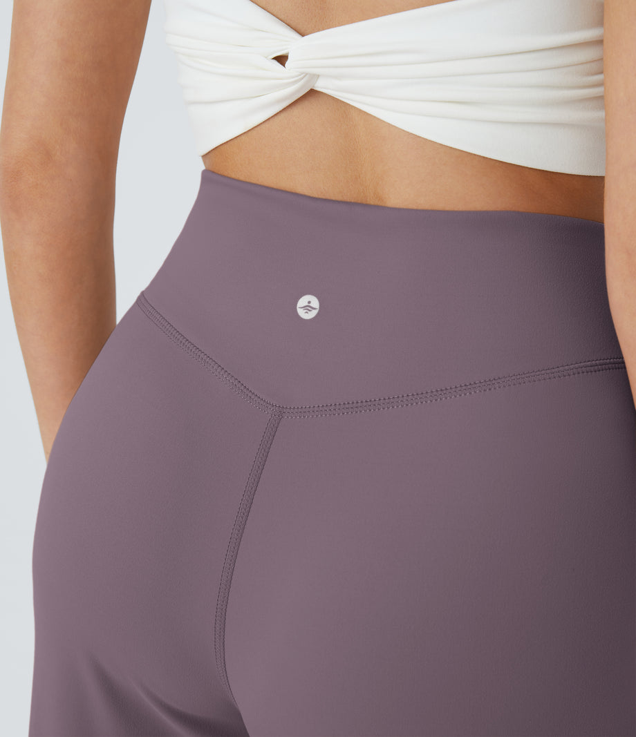 DayStretch Crossover Pocket Hem Wide Leg Yoga Pants-Smile - Nebula Purple