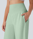 SoftlyZero™ Airy High Waisted Pockets Cool Touch Yoga Bermuda Shorts - Light Bean Green