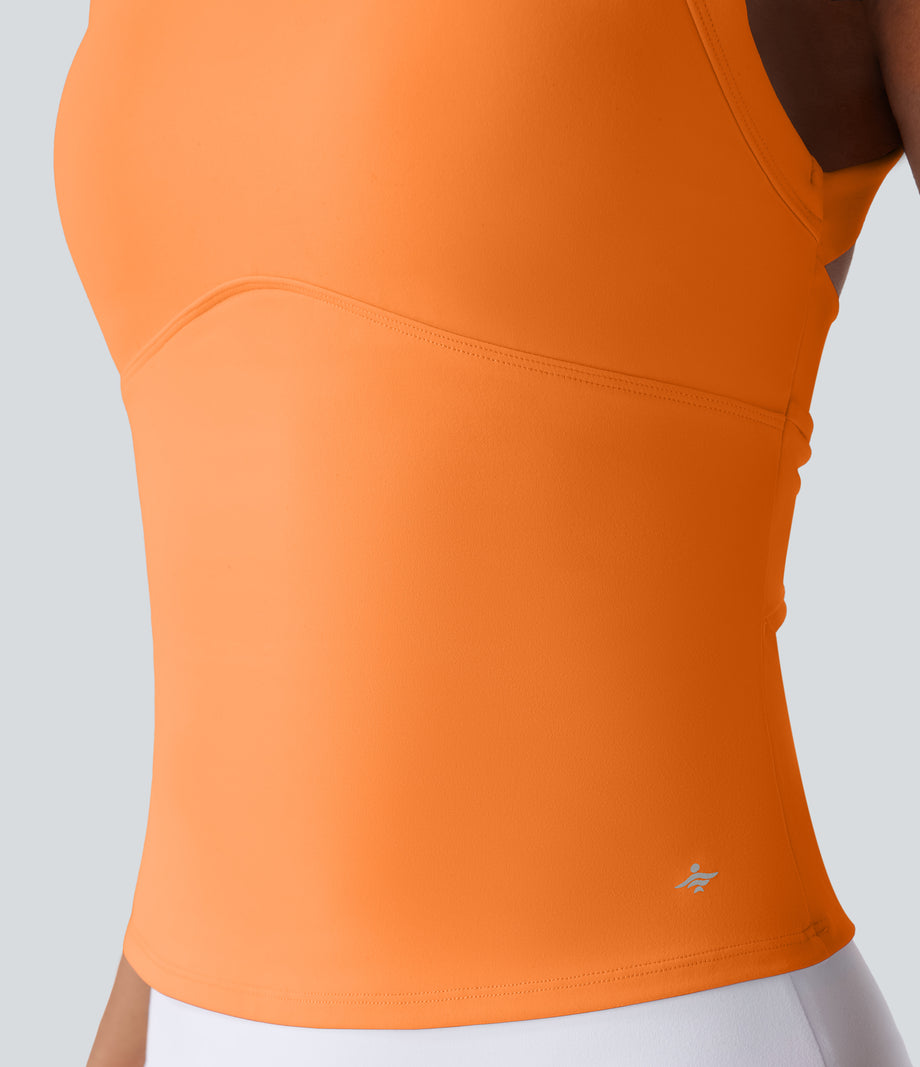 SoftlyZero™ Plush Cut Out Yoga Tank Top A-D Cups - Sun Orange