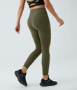 DayStretch High Waisted Crossover Contrast Mesh Decorative Buckle Yoga Leggings - Forest Night