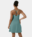 SoftlyZero™ Airy Cut Out 2-in-1 Pocket Cool Touch Longer Active Dress-UPF50+ - Rock Cyan Blue