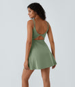 SoftlyZero™ Plush Double Straps 2-Piece Pocket Slip Dance Active Dress A-D Cups - Asparagus