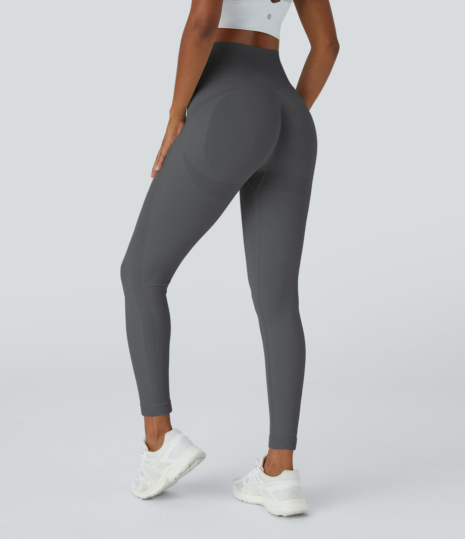 OneForm Seamless Flow High Waisted Ruched 7/8 Yoga Leggings - Eiffel Tower
