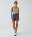 Basic Padded Workout Cropped Low Support Tank Top A-D Cups - Dove
