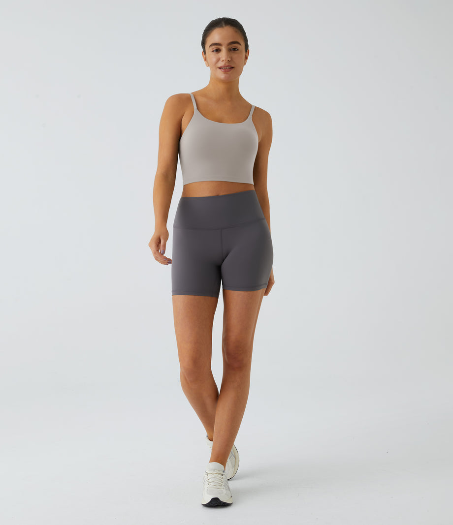 Basic Padded Workout Cropped Low Support Tank Top A-D Cups - Dove